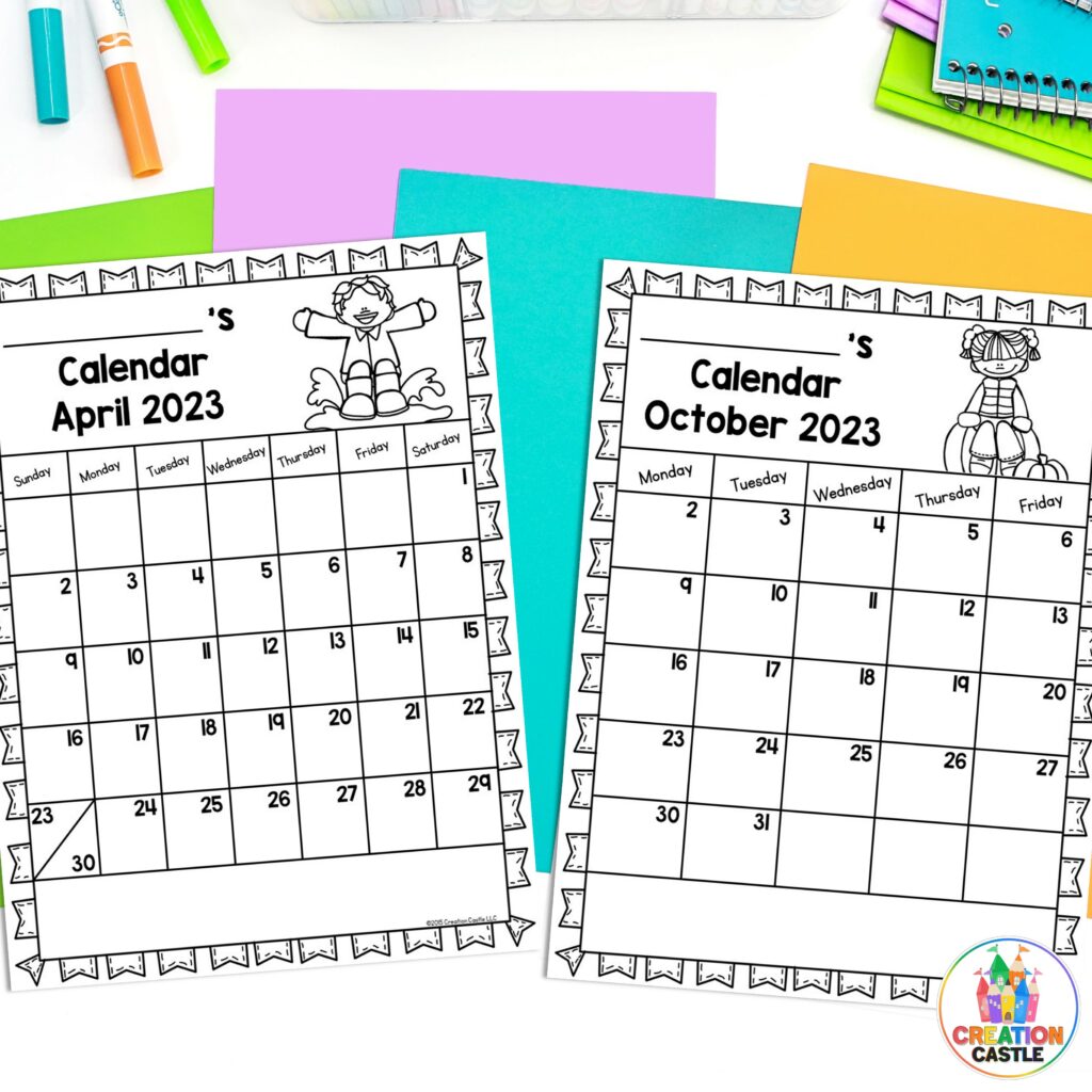 behavior calendars weekends