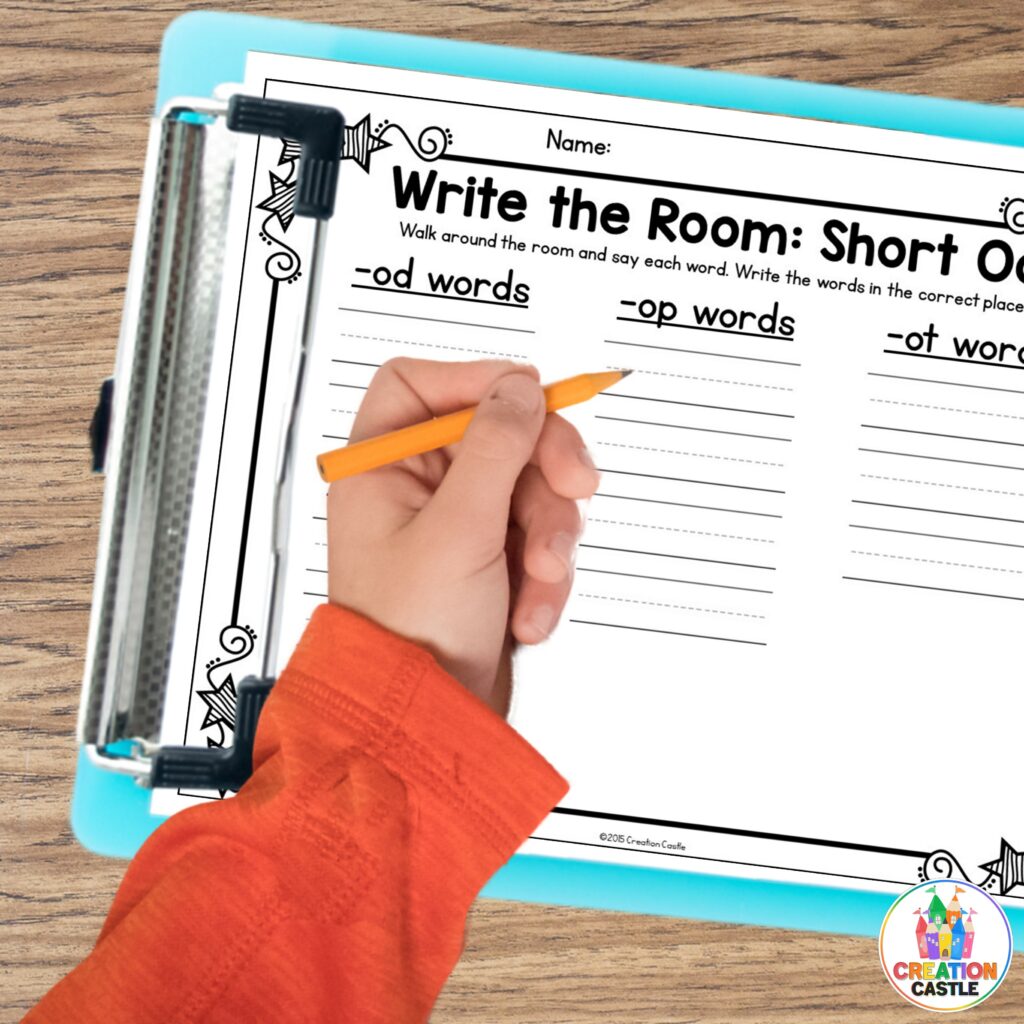 cvc words activities write the room