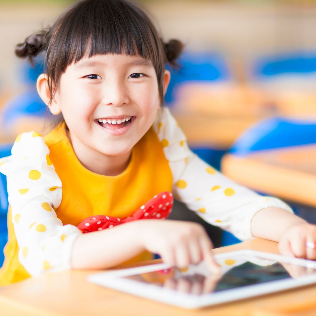 student using tablet for learning websites