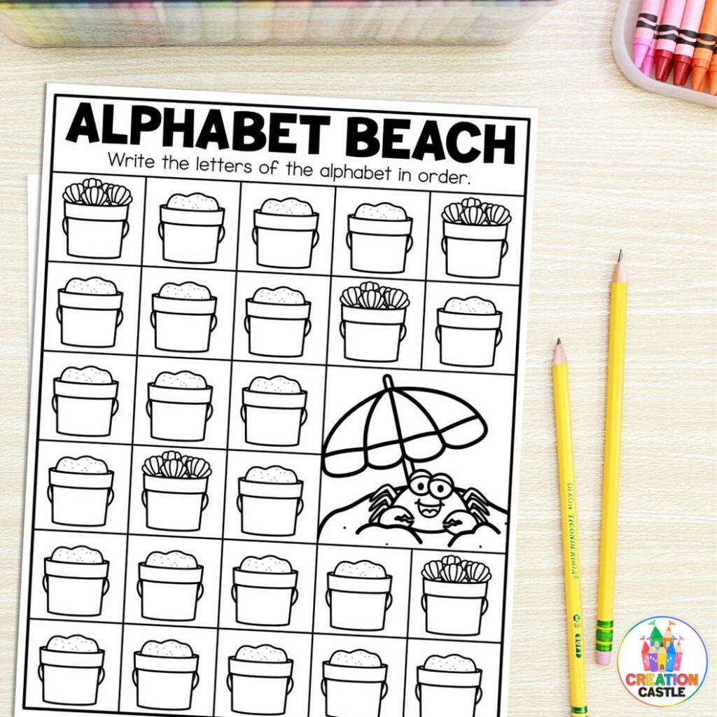alphabet kindergarten summer review worksheet