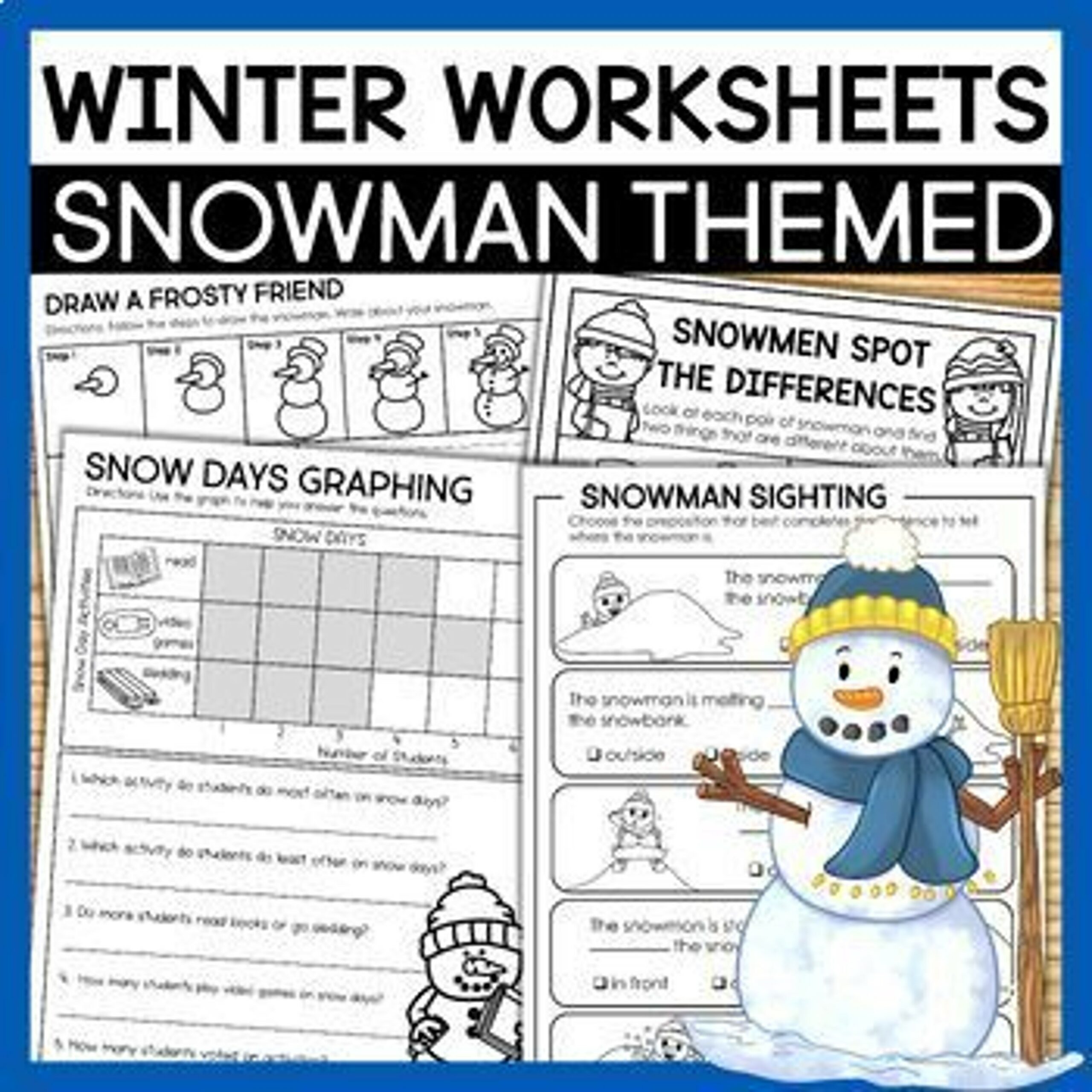 Winter Snowman Worksheets scaled