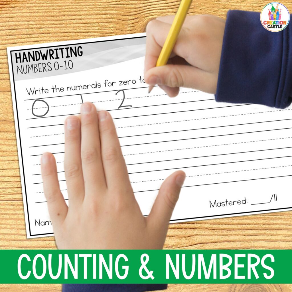 kindergarten assessments writing numbers